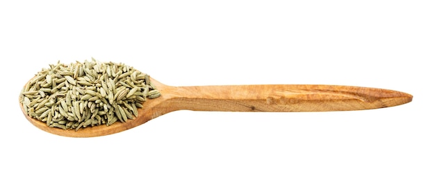 Cucchiaio di legno con semi di anice isolati