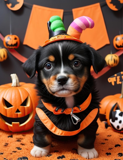 Cuccino carino vestito per una festa di Halloween