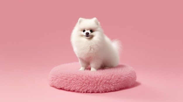 Cuccino di Pomerania in rosa con Ai Generated