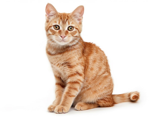 Cuccino Ginger che si siede e guarda la telecamera