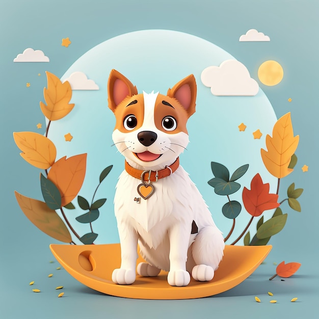 Cuccio cane in piedi cartone animato icona vettoriale illustrazione animale natura icona concetto vettoriale isolato piatto