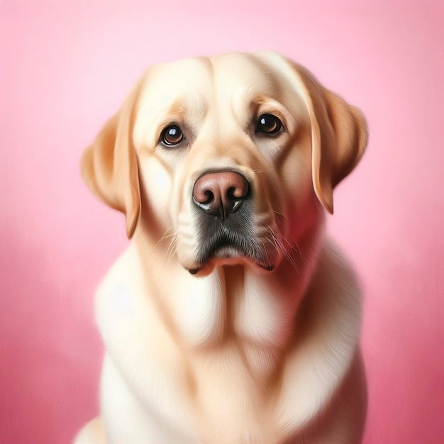 Cuccio di labrador retriever su sfondo rosa Pittura digitale