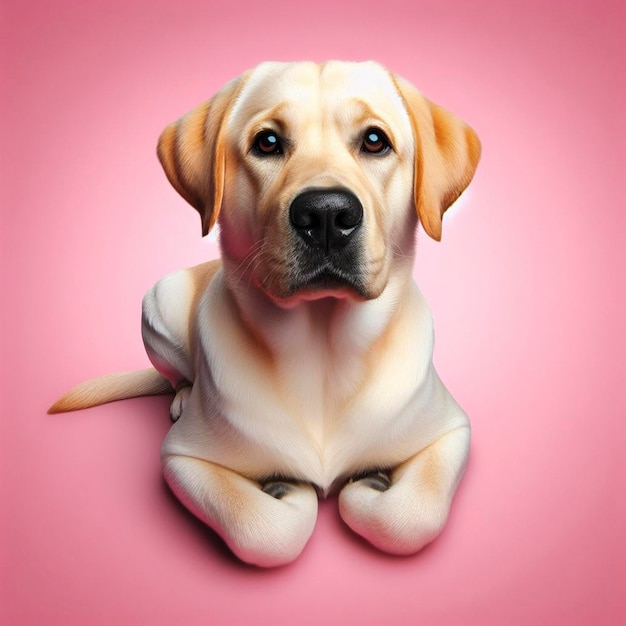 Cuccio di labrador retriever su sfondo rosa Pittura digitale