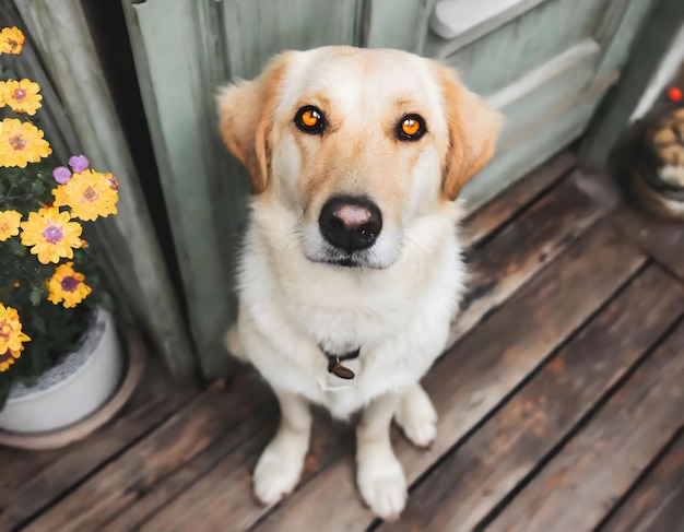 Cuccio intelligente cane domestico che aspetta il proprietario Sguardo triste profondo di un animale domestico