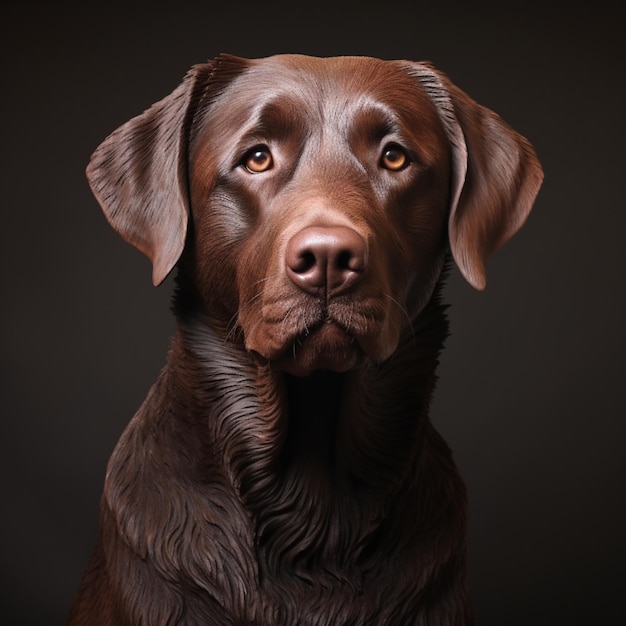 Cuccio labrador cane colore cioccolato seduto immagine realistica AI arte generata