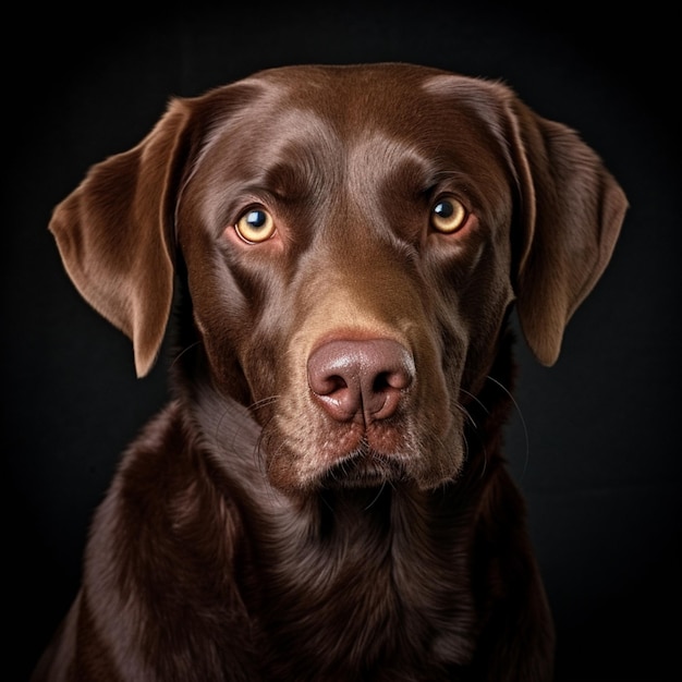 Cuccio labrador cane colore cioccolato seduto immagine realistica AI arte generata