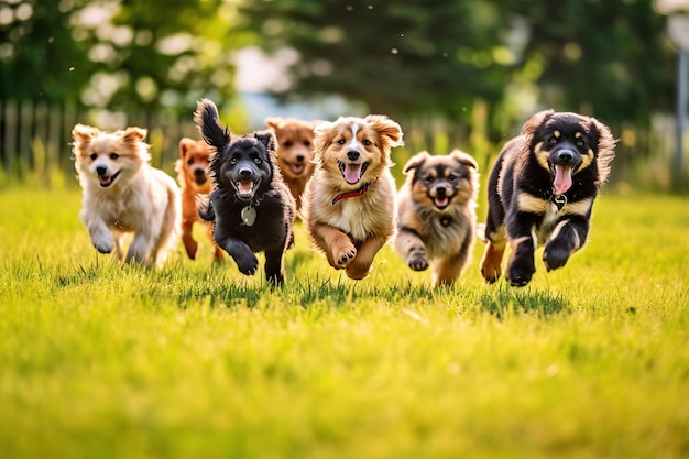 cuccioli felici che giocano insieme