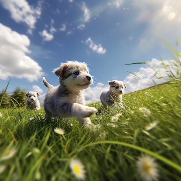 cuccioli felici che giocano insieme