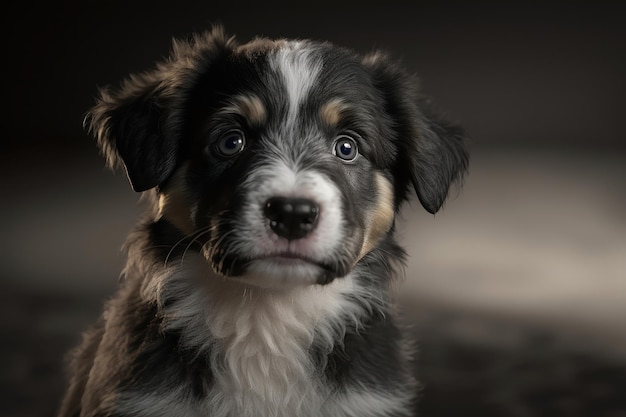 Cucciolo carino su sfondo scuro Concetto di giorno nazionale del cucciolo Generazione AI