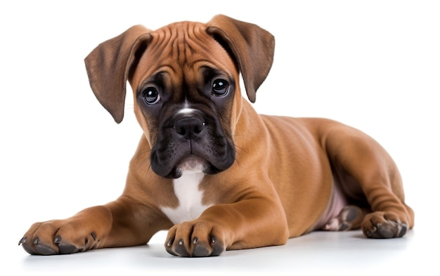 Cucciolo di cane su sfondo bianco AI