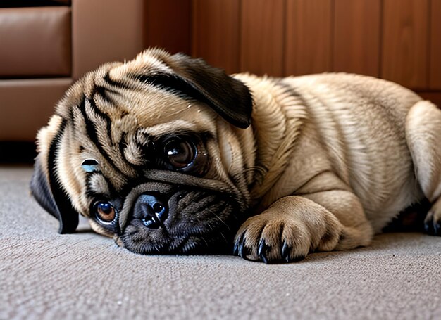 Cucciolo di carlino triste