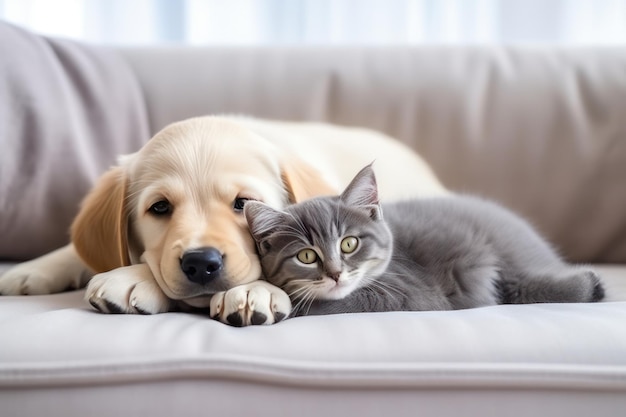 Cucciolo e gattino IA generativa