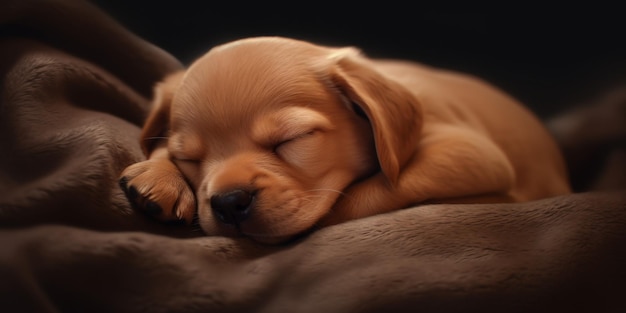 cucciolo marrone che dorme IA generativa