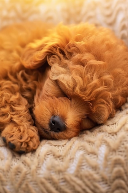 cucciolo marrone che dorme IA generativa