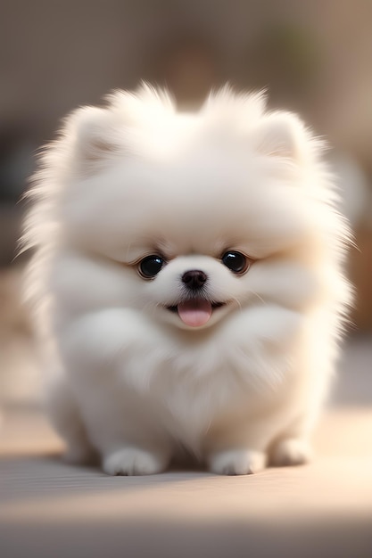 Cucciolo nano bianco minuscolo mini piccolo tipo orso pomeraniano