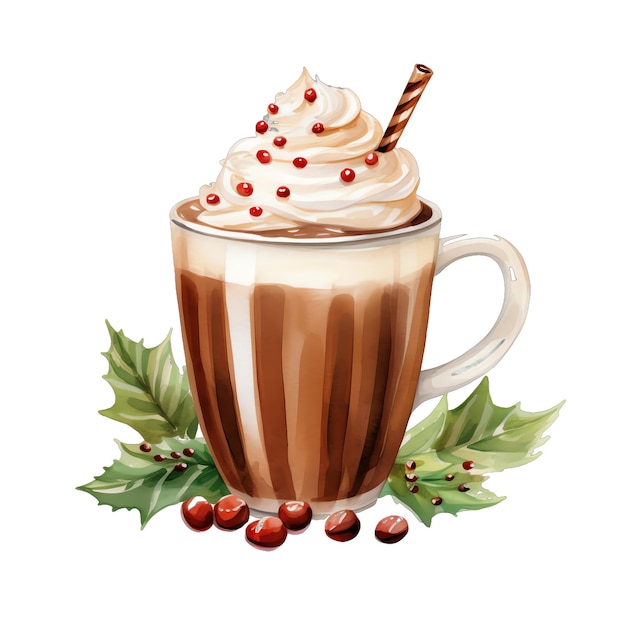 Cucina acquerello caffè di Natale illustrazione per Natale