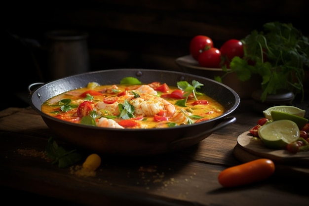 Cucina brasiliana tradizionale Stufato Moqueca con ingredienti deliziosi