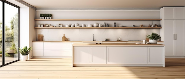Cucina classica scandinava con dettagli in legno e bianco Cucina di lusso