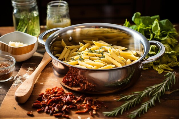 Cucina deliziosa pasta italiana tradizionale natura morta IA generativa