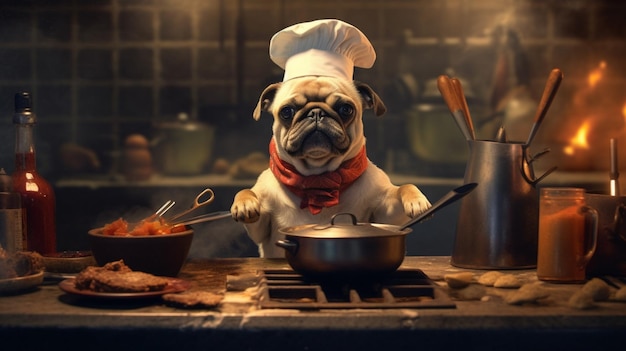 Cucina di cani da cuoco