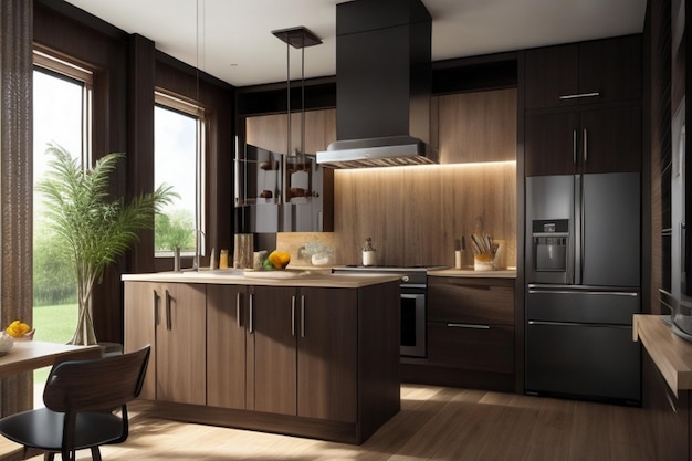 Cucina di lusso con interno in legno