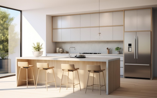 cucina duplex moderna aspetto elegante vista su sfondo bianco