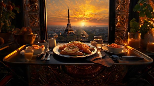 Cucina francesefrittata francese con sfondo parigino