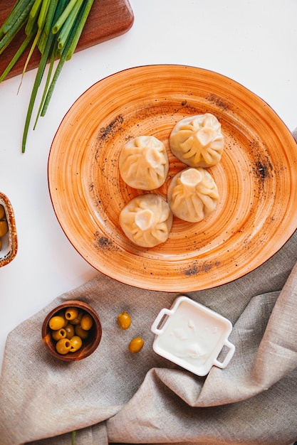 Cucina georgiana nazionale. Khinkali con carne.