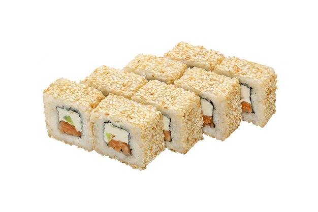 Cucina giapponese Set maki roll con salmone al sesamo