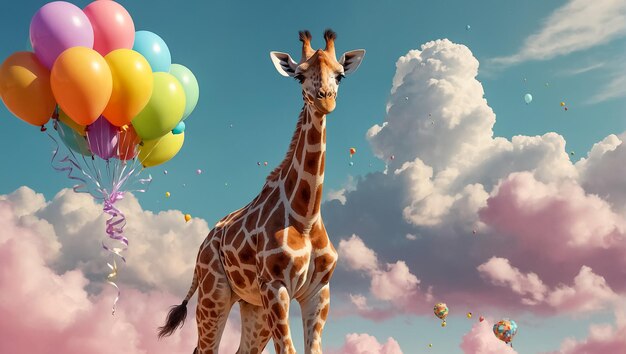 Cucina giraffa dei cartoni animati con i palloncini