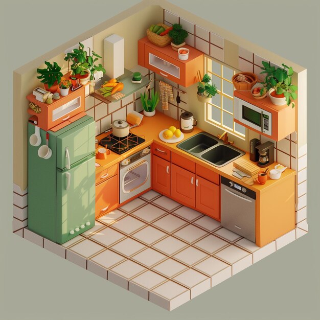 Cucina isometrica 3D