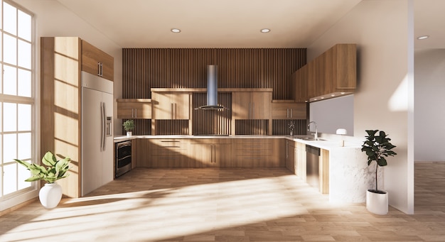 cucina moderna arredata in legno interno