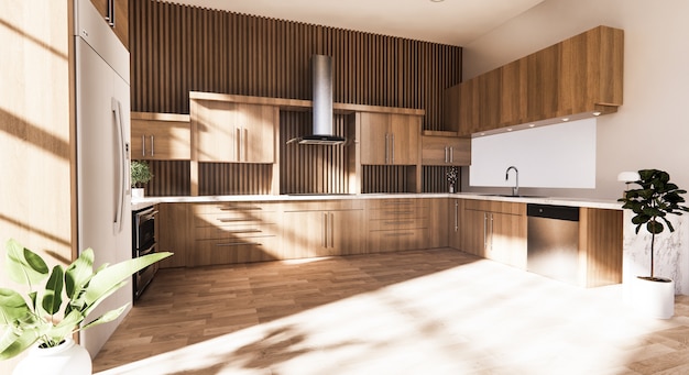 cucina moderna arredata in legno interno