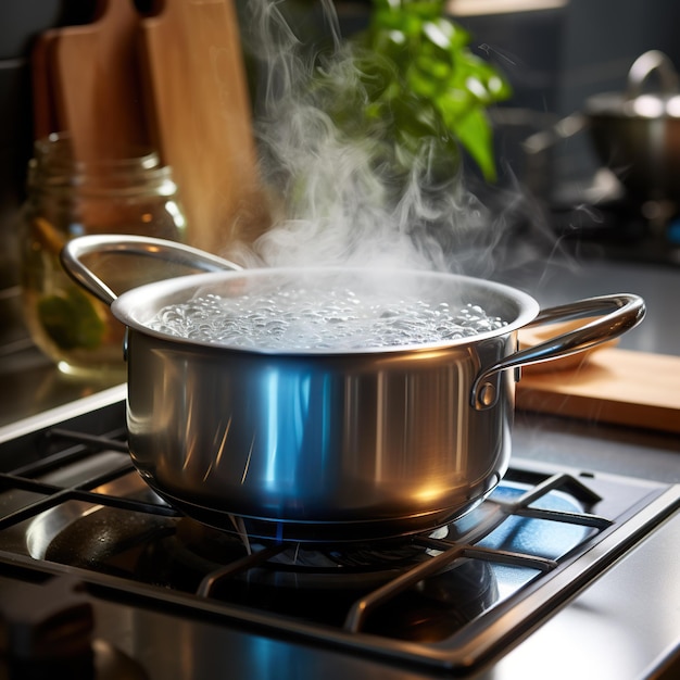 Cucina moderna I cuochi preparano i pasti sulla stufa nella cucina del ristorante AI generativa