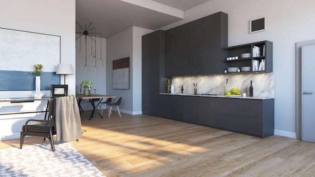 cucina moderna in stile loft