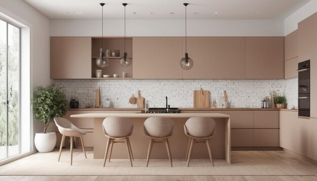 cucina moderna interno sfondo HD 8K carta da parati immagine fotografica