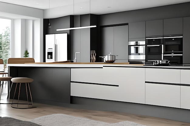 Cucina moderna per interni dal design grigio chiaro