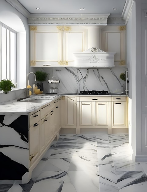 Cucina Roma Marmo Piastrelle Design