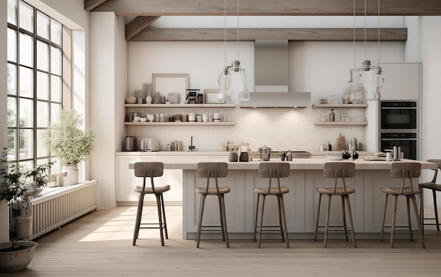 Cucina scandinava a tema bianco