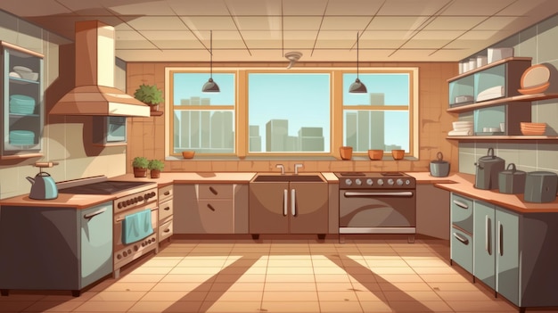 Cucina Una stanza o un'area in cui viene preparato il cibo Generato dall'IA