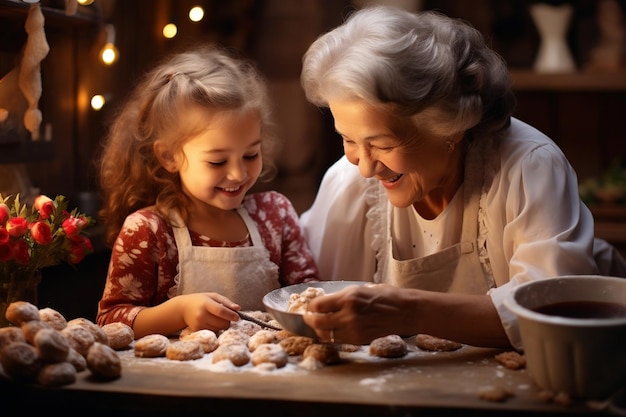 Cucinare con amore Nonna e nipote si legano in cucina Ai generativa