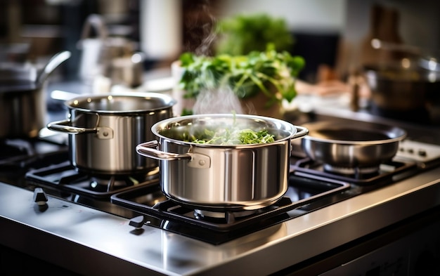 Cucinare con la tradizione Pentole e padelle classiche AI generativa