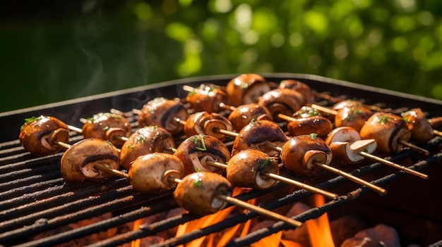 Cucinare gustoso barbecue vegetariano sulla griglia Ai all'aperto