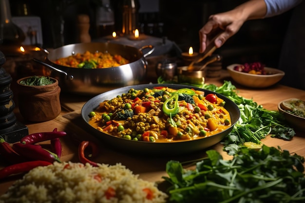 Cucinare il curry vegano con ingredienti freschi