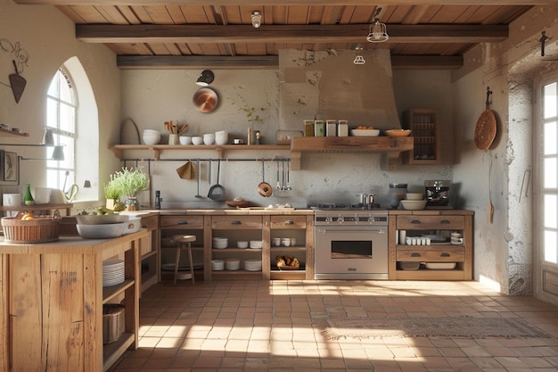 Cucine di fattoria rustiche con torte fatte in casa