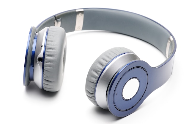 Cuffie moderne blu e argento per ascoltare musica