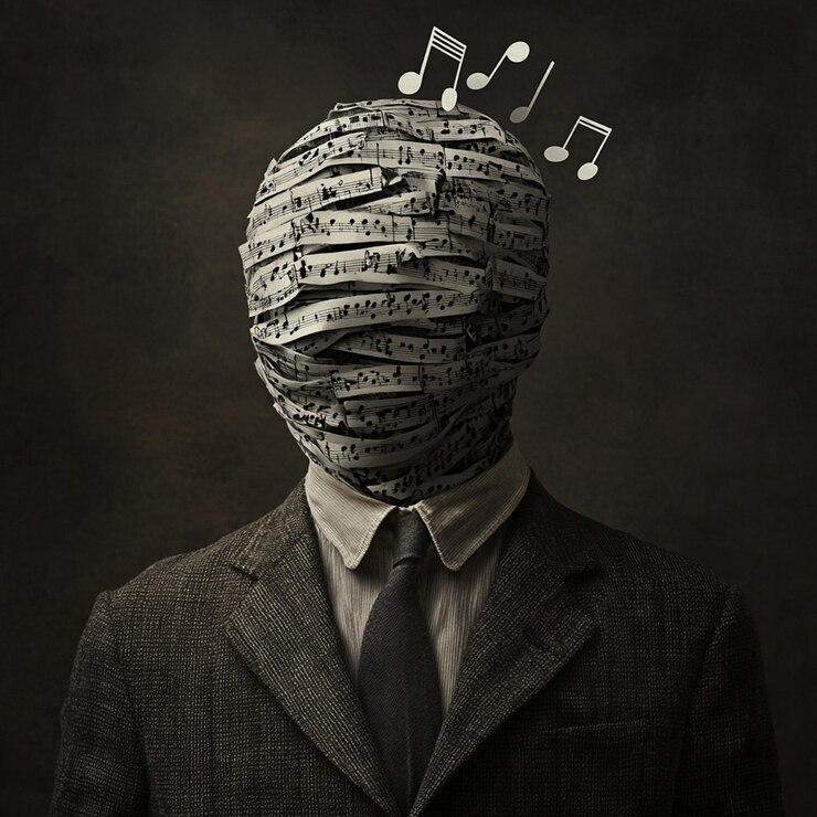 Cultural Fusion Swedish Man Wearing Musical Note Headgear