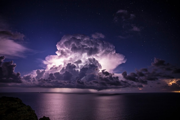 cumulonembi durante una tempesta che scarica acqua sul Mediterraneo