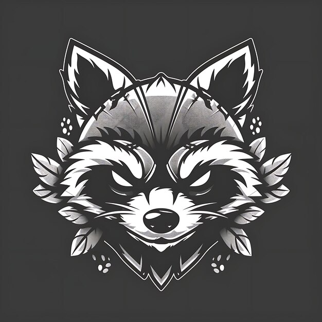 Cunning Raccoon Faction Badge Logo con un raccoon Weari Creative Logo Design Tattoo Outline