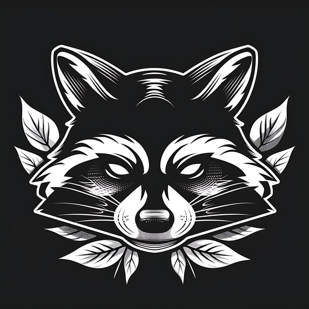 Cunning Raccoon Faction Badge Logo con un raccoon Weari Creative Logo Design Tattoo Outline